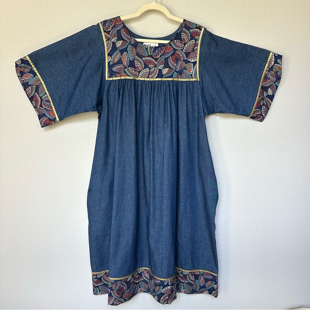 Krist Gudnason California Vintage Denim Butterfly Dress L